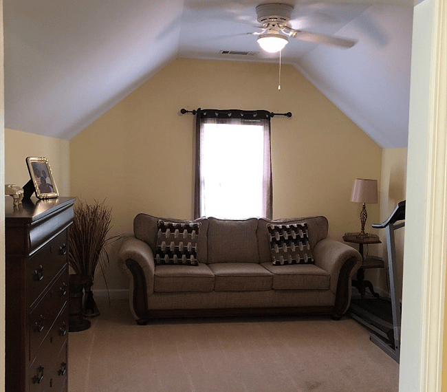 Sitting area with lamp and treadmill (can be moved out)