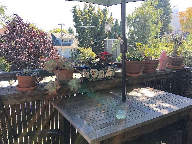 Deck off front door of flat