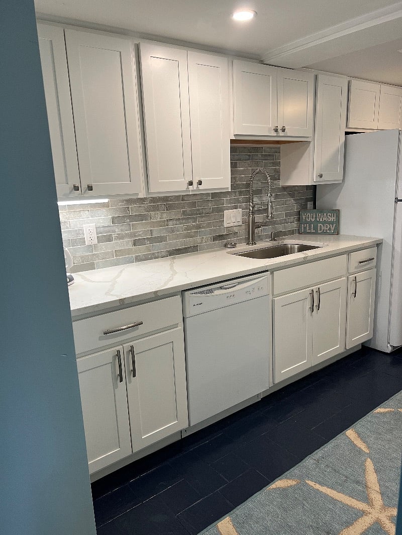 Renovated kitchen with large kitchen sink and industrial style faucet!