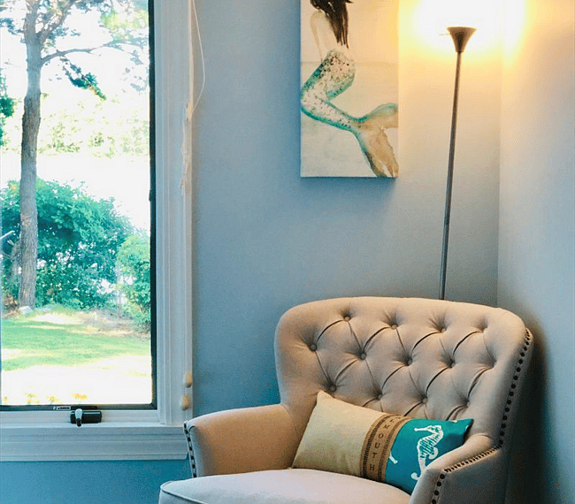 Bedroom #1 reading nook with water views