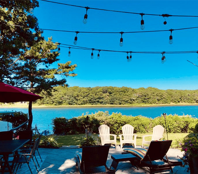 Backyard patio over looking the inlet