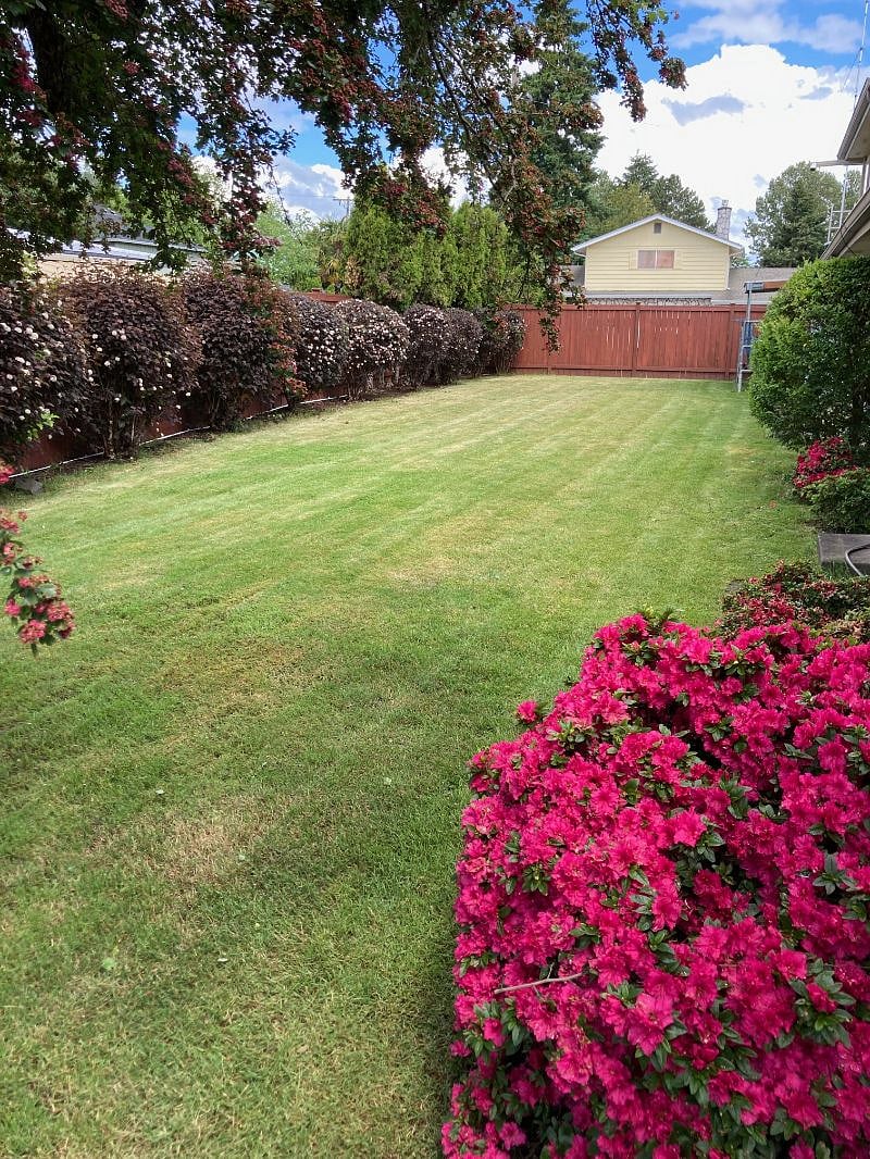 Bedroom suite overlooks well groomed back yard