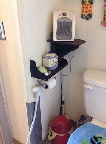 Private Bath  with small heater, bidet & complimentary toiletries.