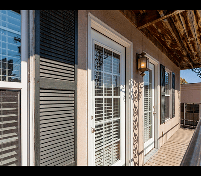 Balcony access in both bedrooms. Table and chairs stored in closet to use when weather permits