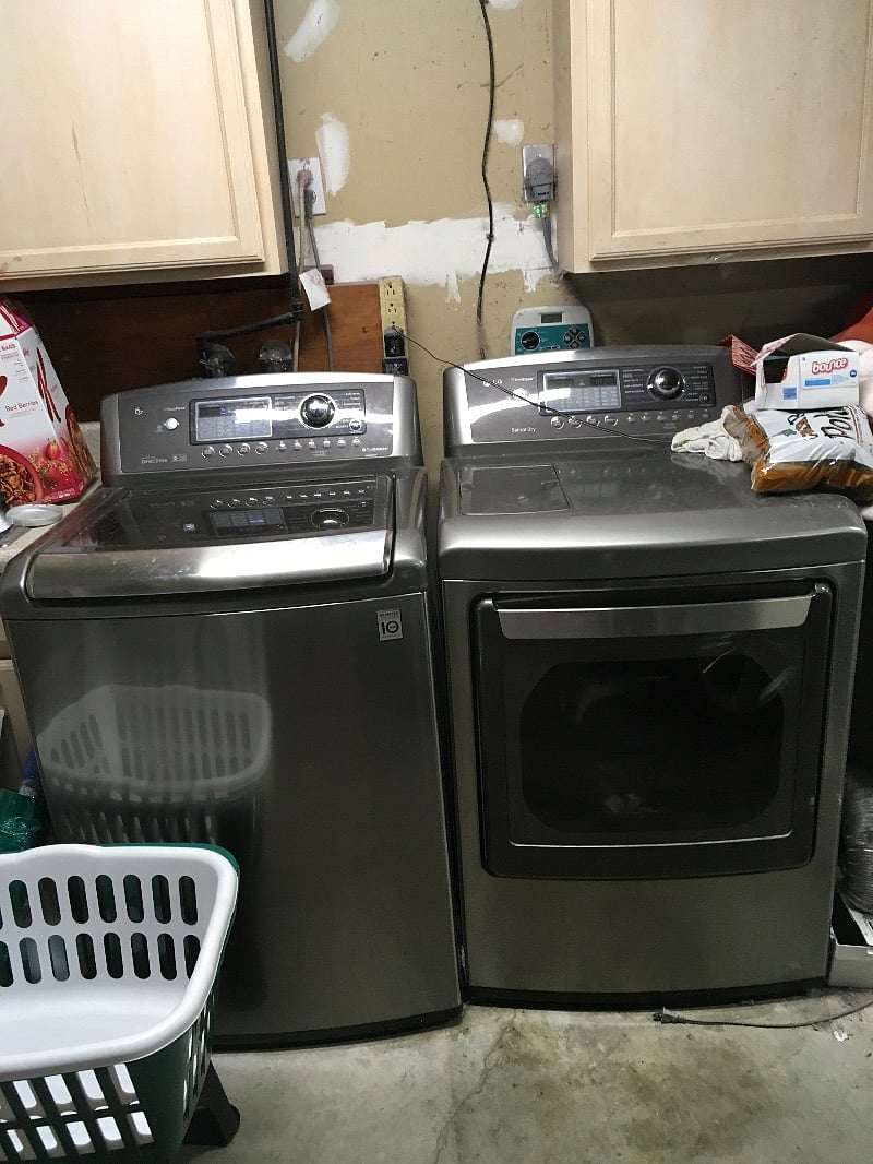 Washer and dryer are in the garage.