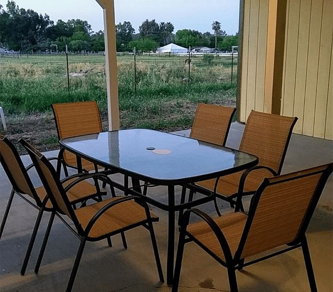 Dining table on back pario