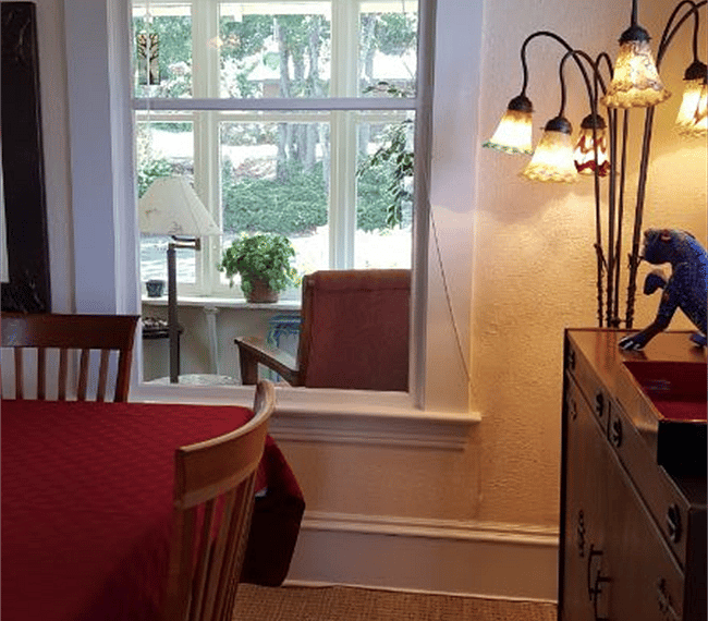 Dining room looking out to front porch.