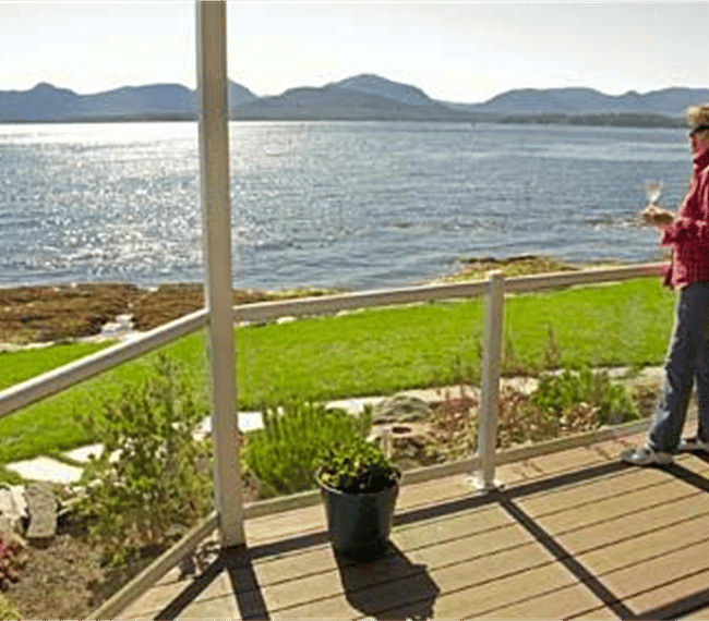 The outside covered deck.
