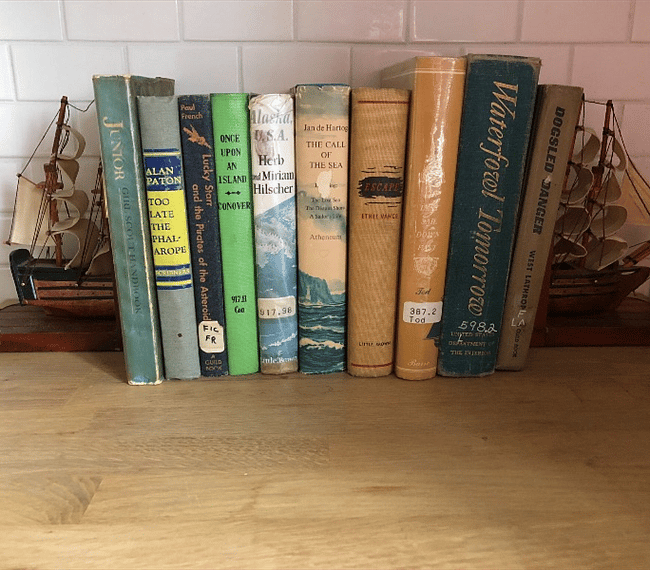 Captain's book collection.