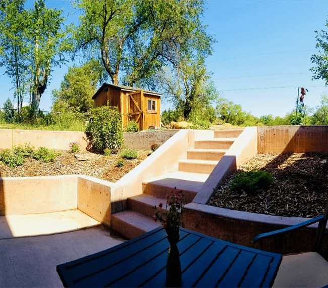Stairway and gardens welcoming you home