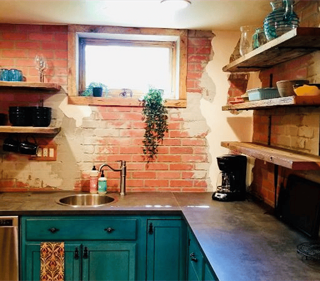 Kitchen sink with plenty of counter space and storage