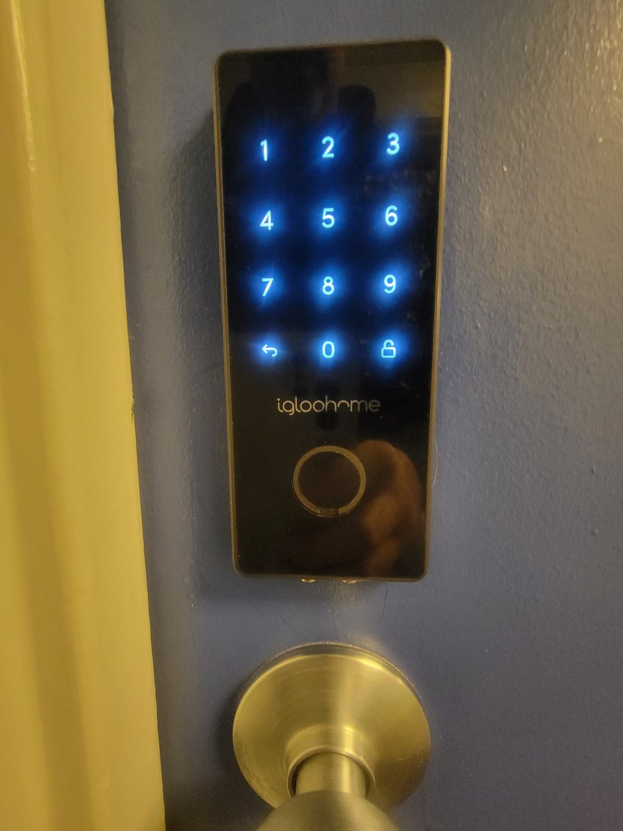 Front door has smart deadbolt lock