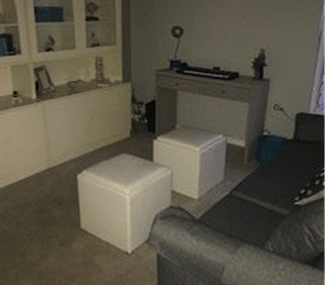 0ffice area with closet, overhead ceiling fan, and queen sofa sleeper