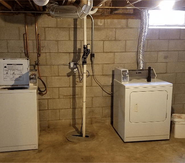 Coin-op washer and dryer available in the basement.