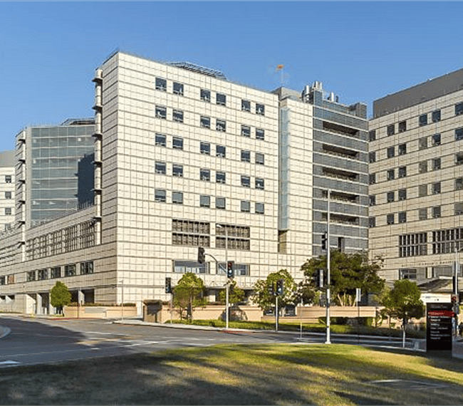 UCLA Ronald Reagan Hospital about 1000 feet across the street