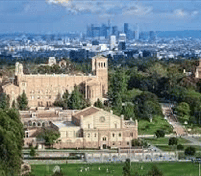 Royce Hall on UCLA campus, on to which you can walk 80 feet across the street