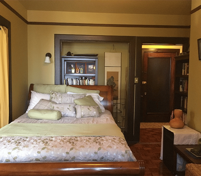 Suite style bed with view of ocean