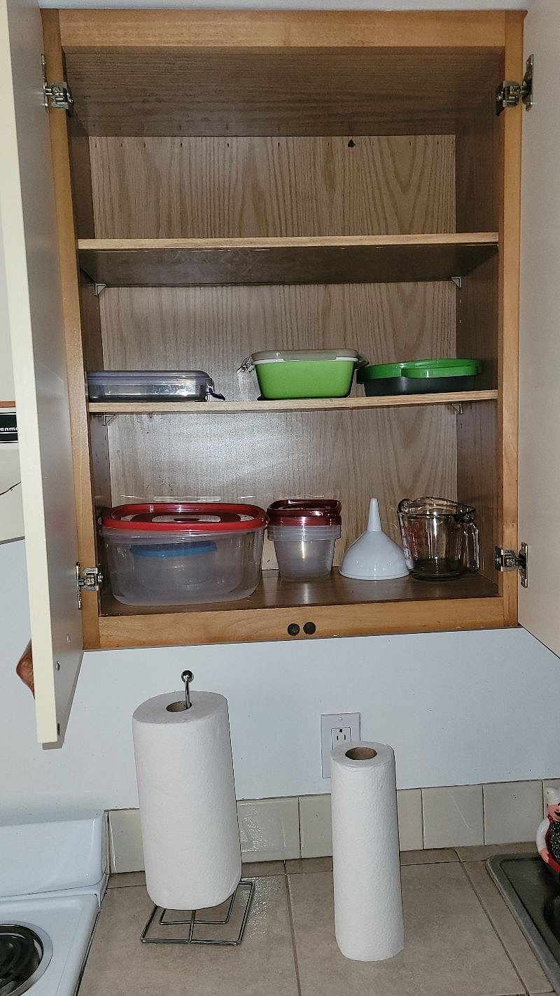 Storage containers, measuring cups, funnels, graters, etc.