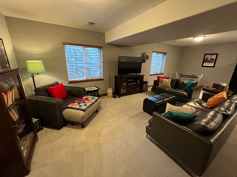 Living area lower level including reading corner