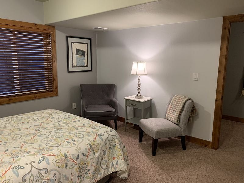 Regular sized room showing seating area.