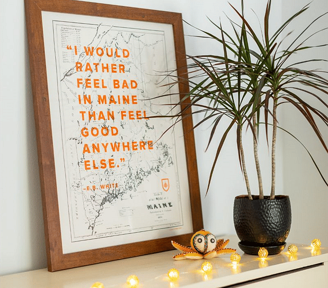 Art print by Might & Main design firm on Fore Street.