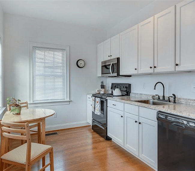 Eat in kitchen with dishwasher, electric stove & microwave