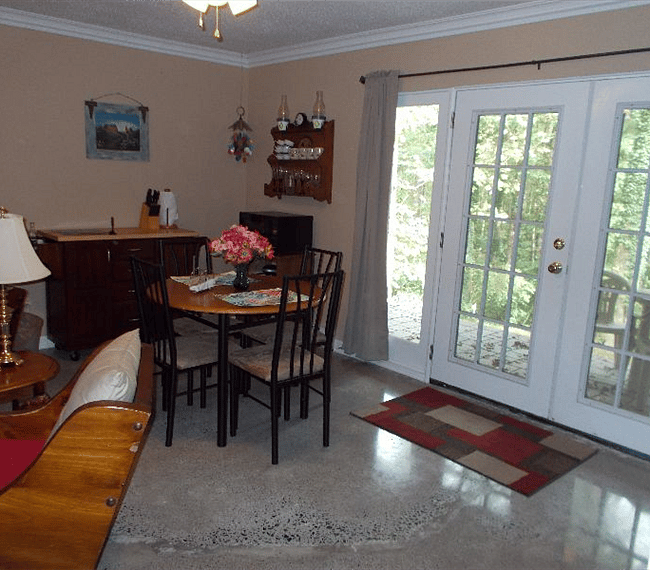 Lower level entrance, eating area