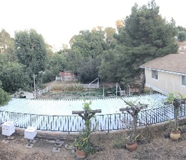 View of giant garden and equestrian/hiking trails from the backyard.