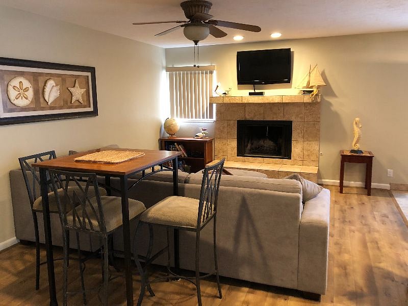 Great room view with bistro table-great for dinner and a movie or games!