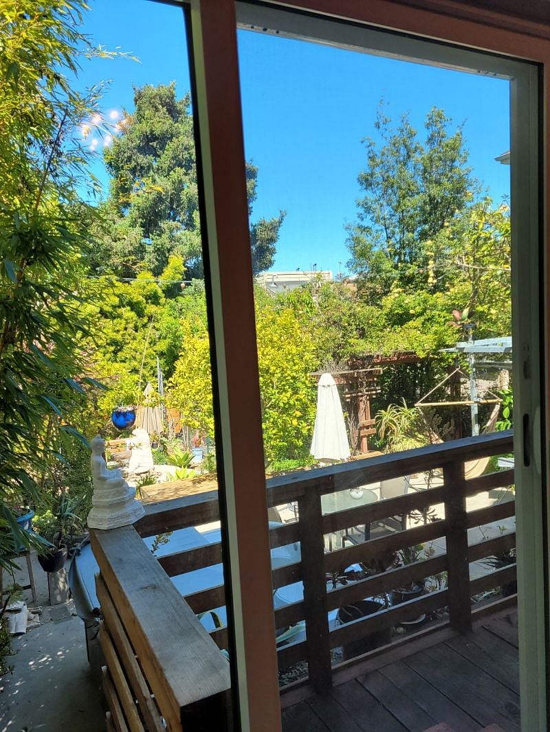 view of garden from bedroom