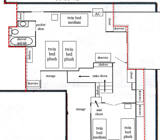 Floor plan for upper level