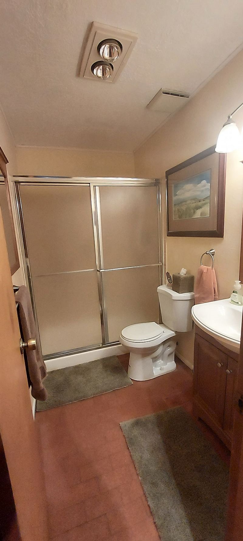 Full Guest Bathroom. Extra large Walking Shower....