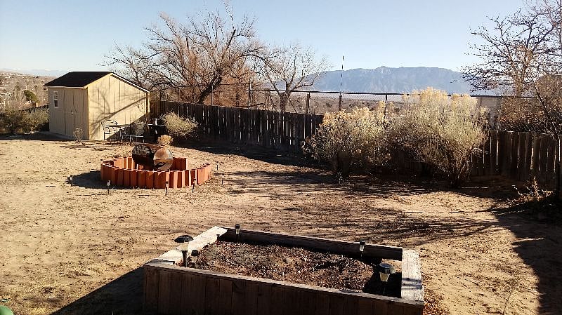 Spectacular views from the backyard on the beautiful Sandia mountain.
