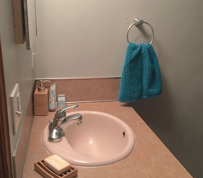 Your bathroom sink and medicine cabinet.
