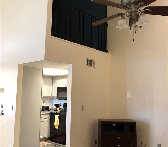Picture a TV on the brown cabinet 