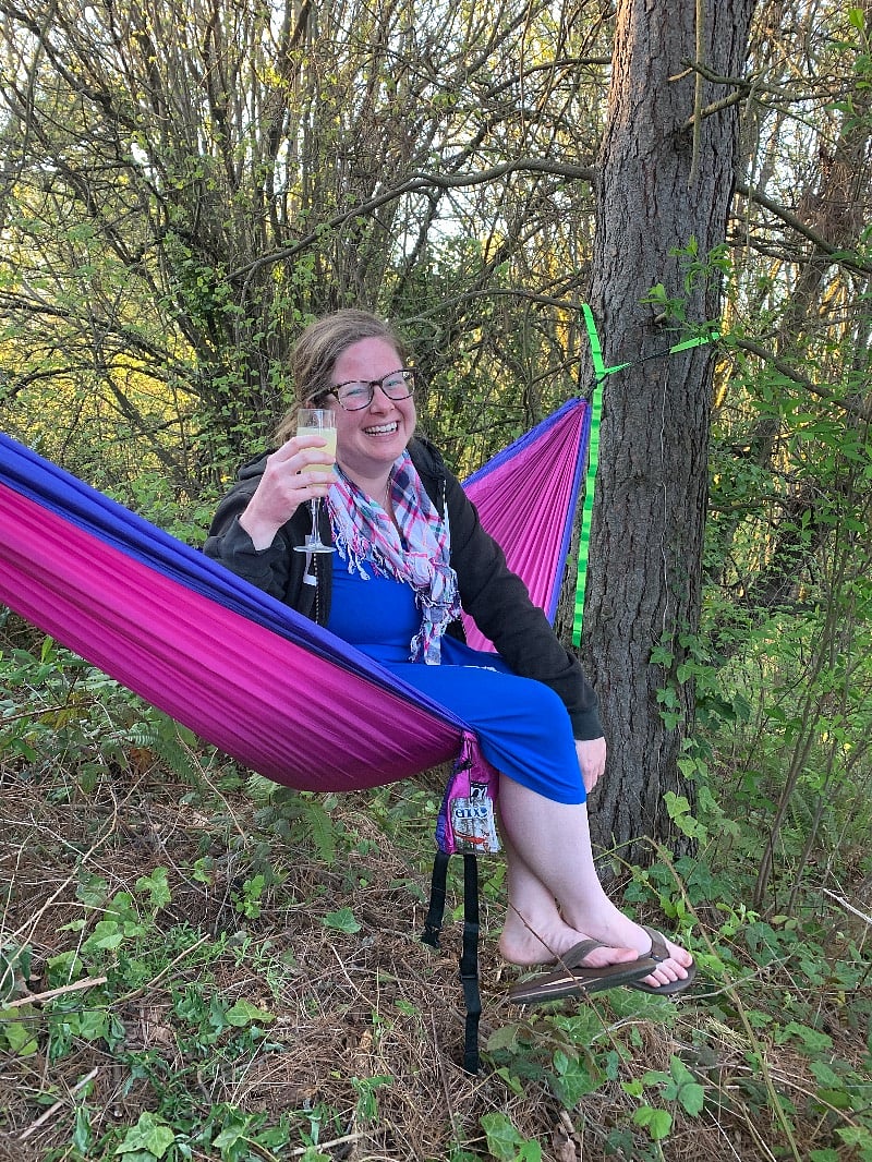 If you lay in the hammock because you had a hard day/night at work, you might just be surprised with a hug and cocktail!
