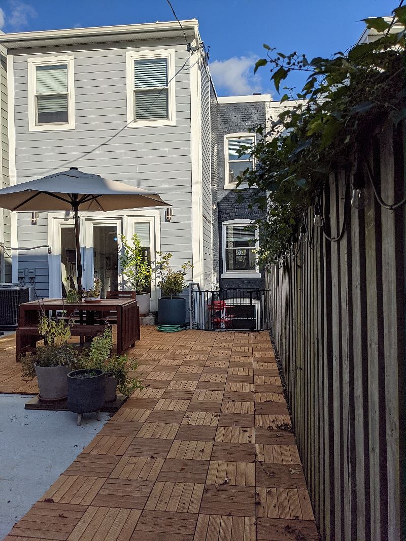 Enter through the backyard to your separate entrance.