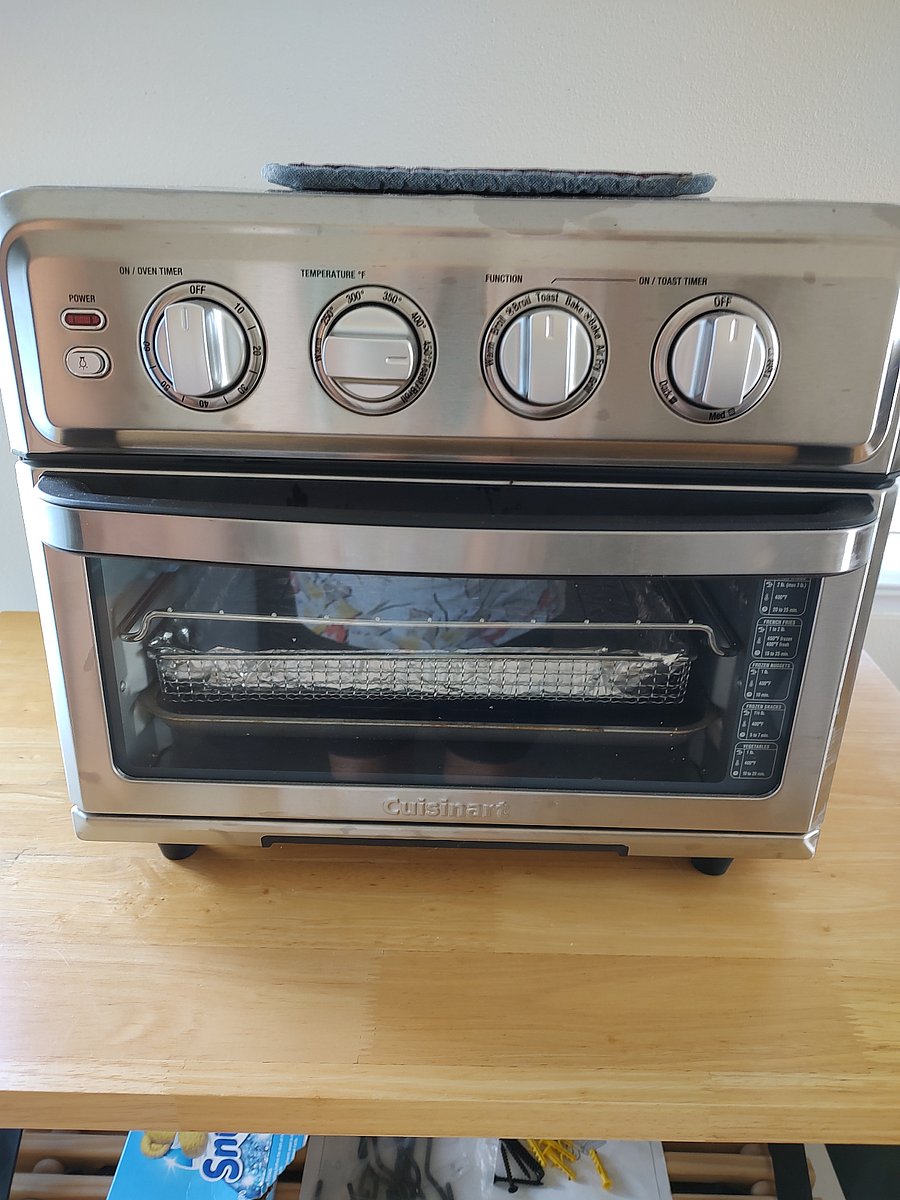 Recently added this cuisinart smart oven. It bakes, grills, roasts and air frys. Alas there is not a stove but this gadget does it all!