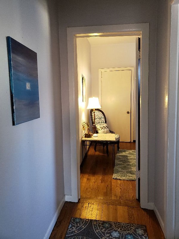 Downstairs unit from hall to bedroom, bathroom & laundry room.