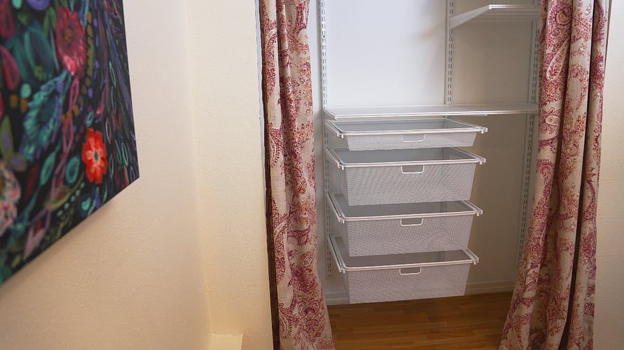 Shelving in each bedroom closet.