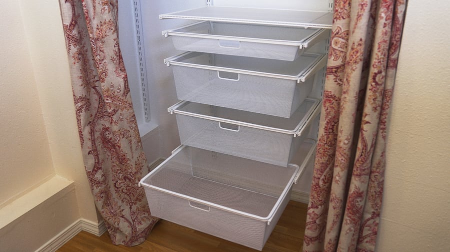 Functional bedroom shelving.