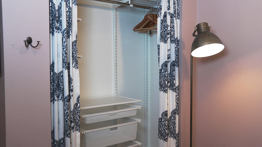 Shelving in both bedroom closets.