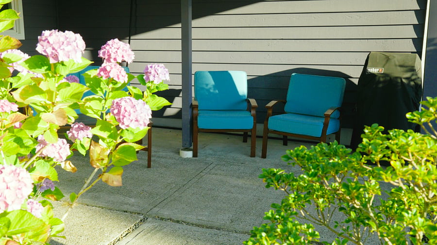 A private space to sit in the shade, use the grill, or watch an amazing sunset with a slight view of the Puget Sound.