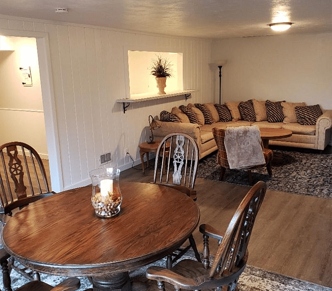Dining room connects to living room