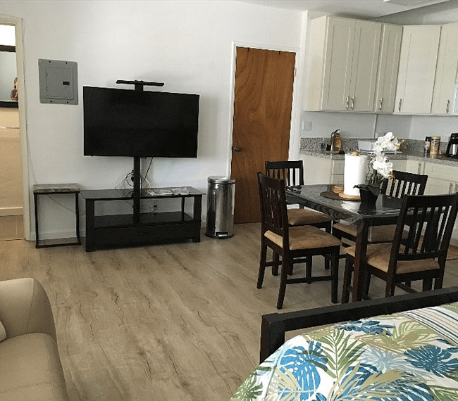 large flat screen SMART TV, Netflix, Hulu, Roku, etc. with Cable.