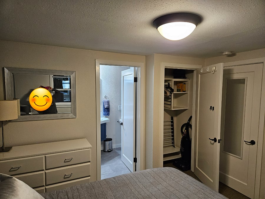 Full size dresser and closet.