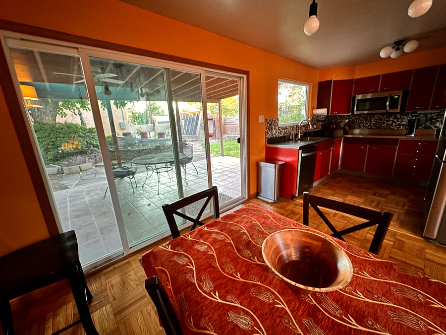 View from the dining room onto the patio