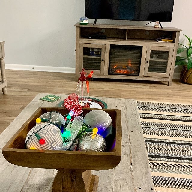 Large screen T.V. with electric fireplace