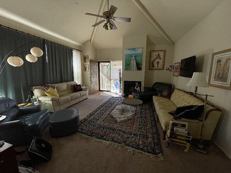 Living room looking at the front door.