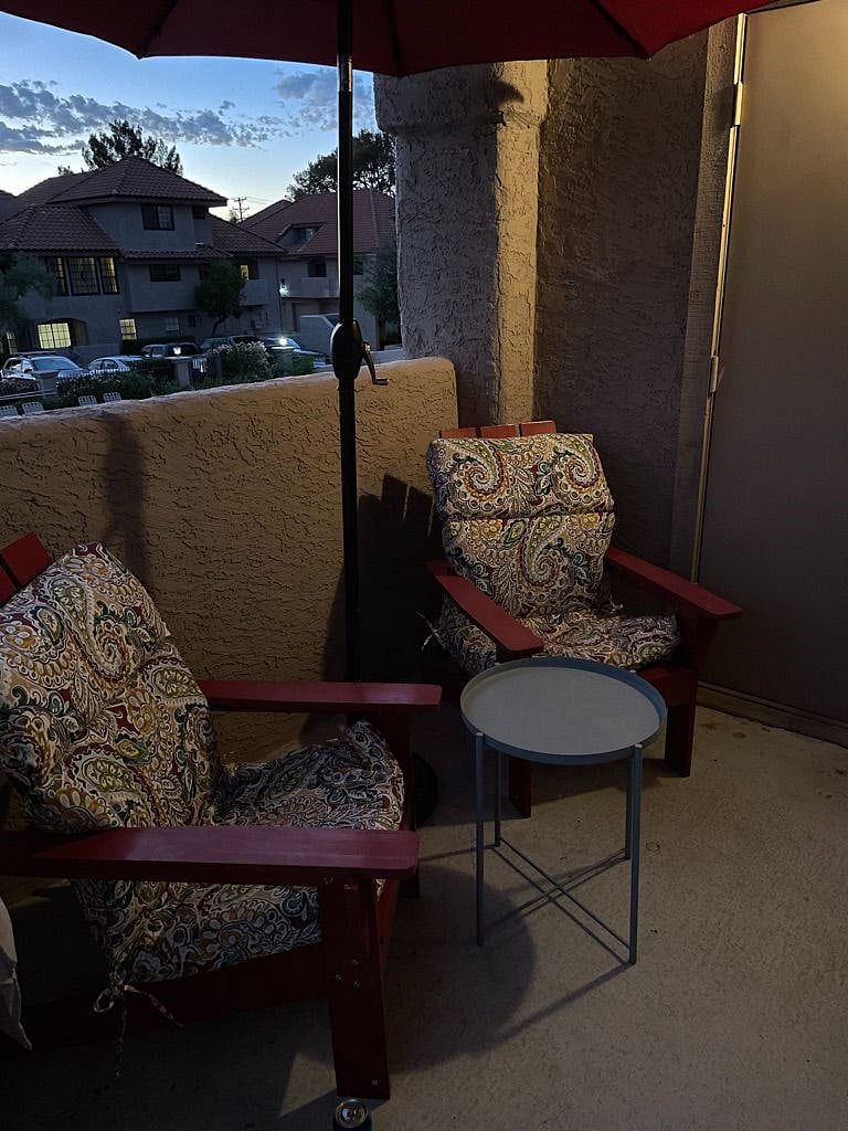 Another pic of the entrance porch with adirondack chairs, quite comfortable for sitting outside after work or with morning coffee!